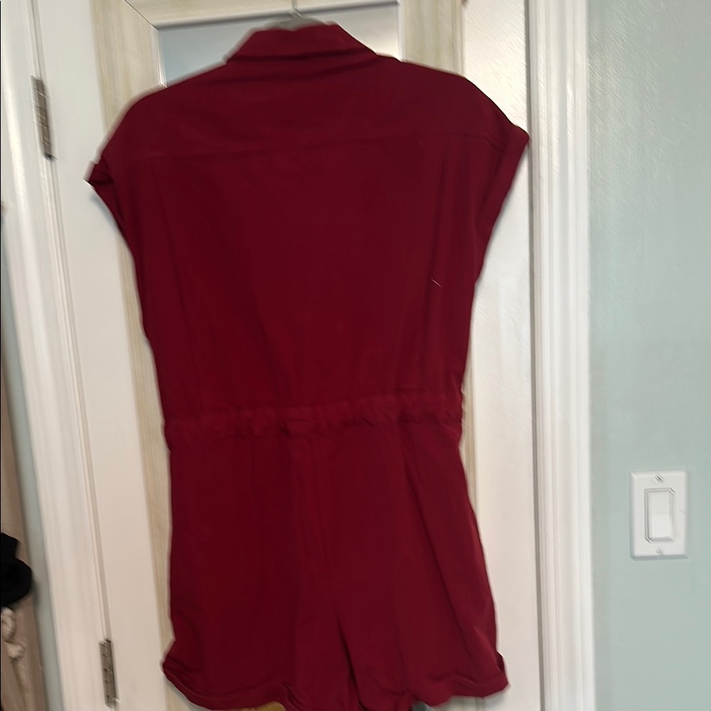 Red Button-Up Romper - Picture 5 of 5